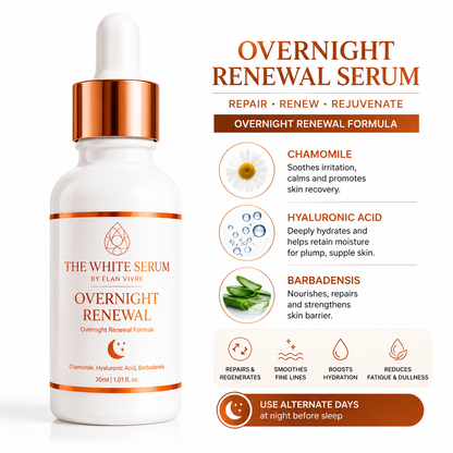 THE WHITE SERUM™ by Elan Vivre Overnight Renewal | Deep Hydration Serum for Skin Repair & Overnight Glow – 30ml