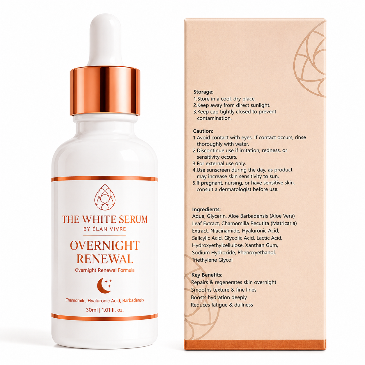 THE WHITE SERUM™ by Elan Vivre Overnight Renewal | Deep Hydration Serum for Skin Repair & Overnight Glow – 30ml