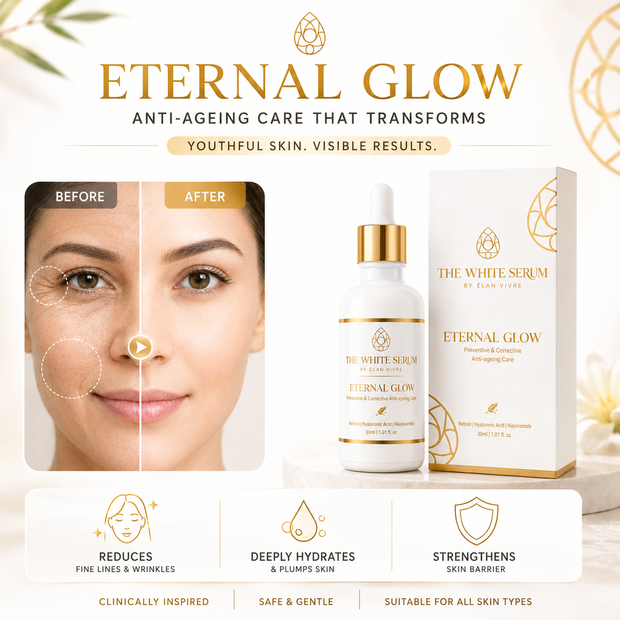 THE WHITE SERUM™ by Elan Vivre Eternal Glow | Anti-Ageing Serum for Fine Lines & Firm Skin – 30ml