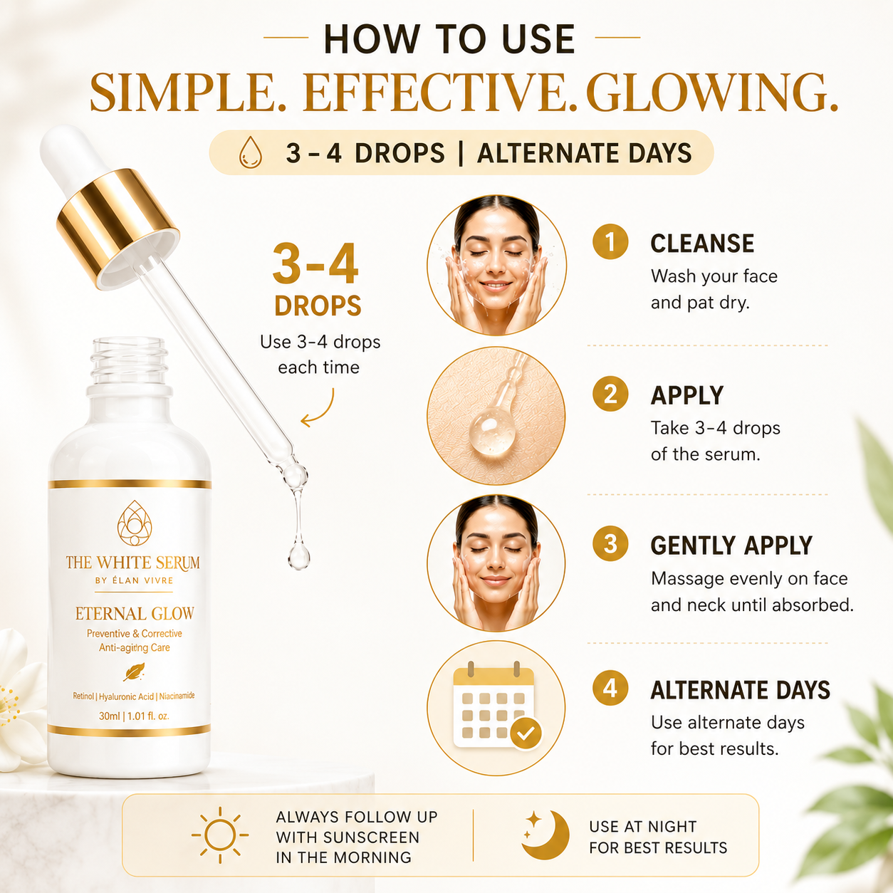 THE WHITE SERUM™ by Elan Vivre Eternal Glow | Anti-Ageing Serum for Fine Lines & Firm Skin – 30ml